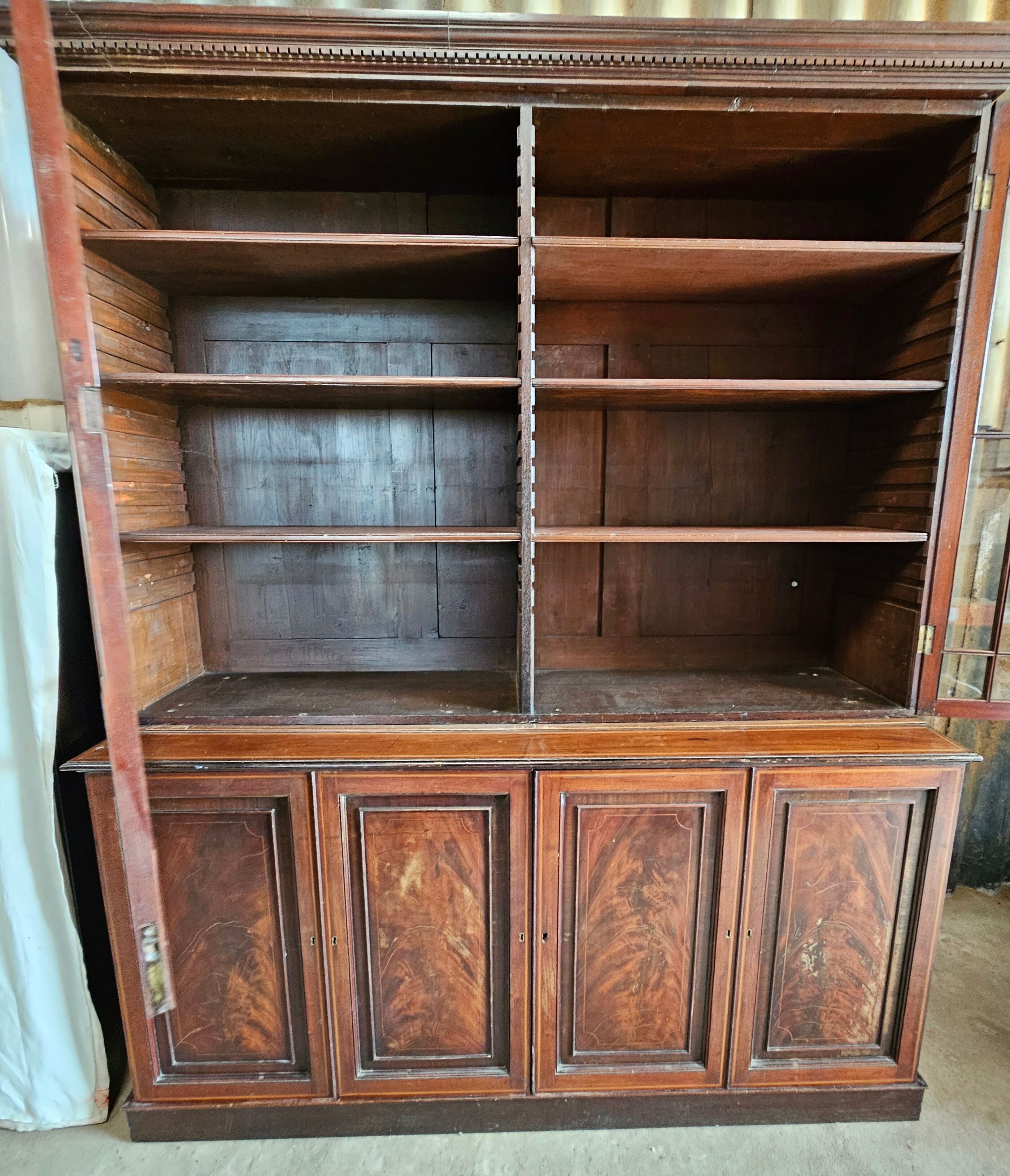 English mahogany bookcase with drawers