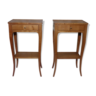 Paire de tables de  chevets avec tiroirs  en merisier