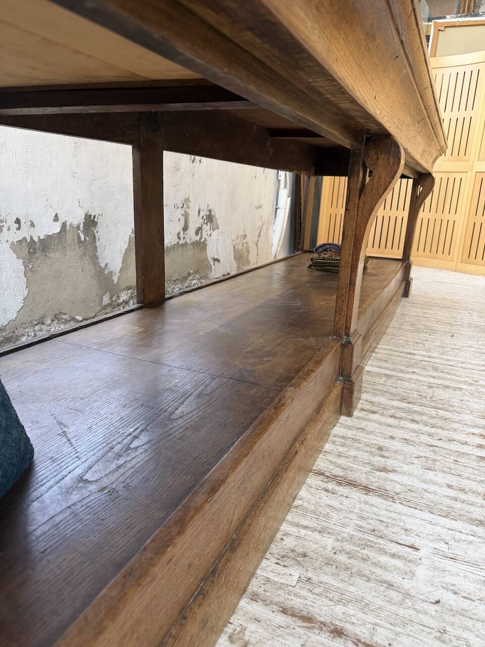Table de gantier drapière 1900 chêne massif 330cm XL