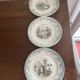 Lots de 3 assiettes parlante en faience « Tableaux rustiques »