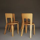 Alvar Aalto model 66 Chairs for Artek. 1940s. Set of 4