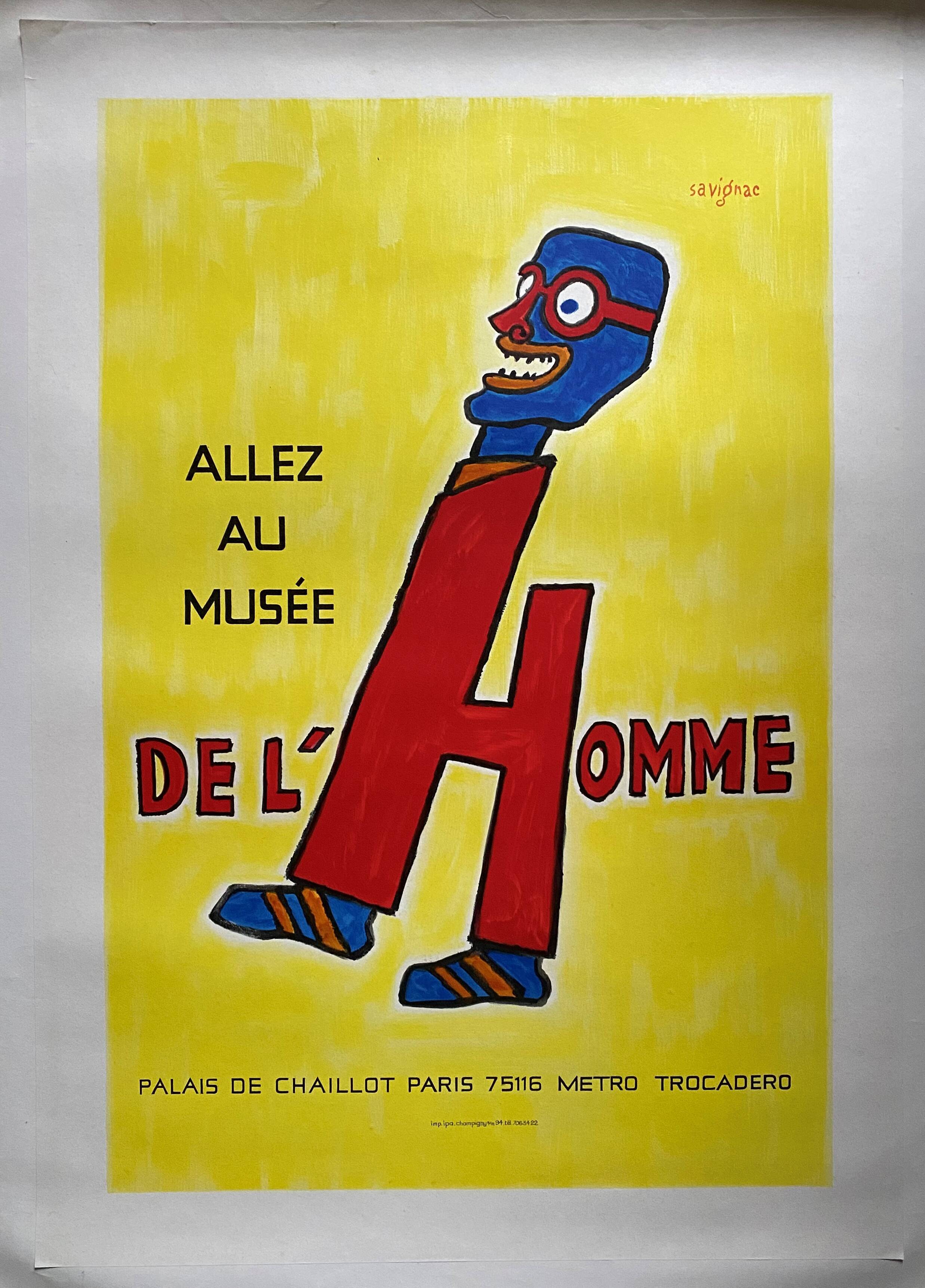 Original poster "Go to the Museum of Man" Savignac 49x69cm 1981