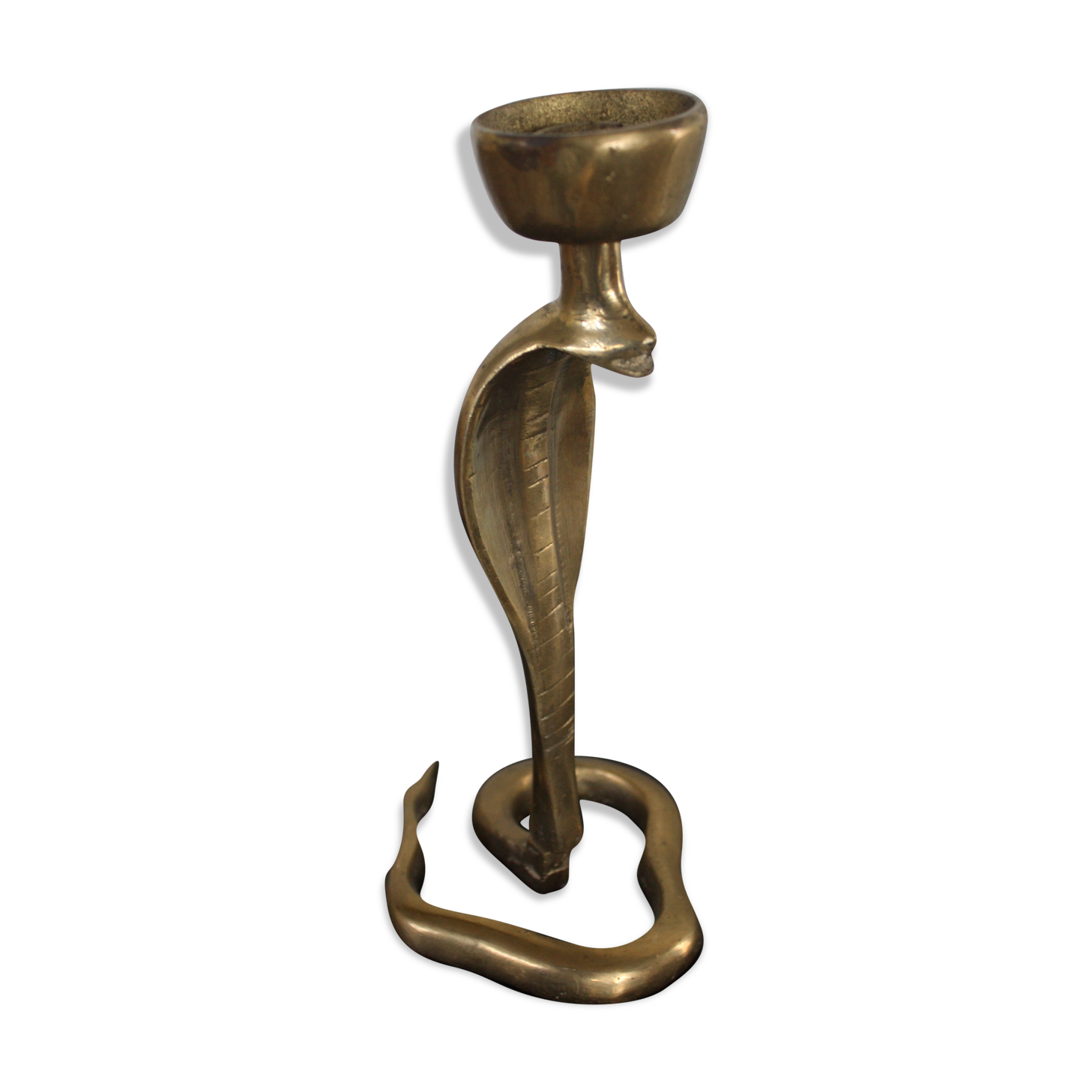 Candlestick zoomorphic snake cobra brass