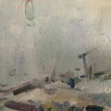 Vintage Impressionist Sea Scape Oil on Canvas Signed E.Ollers (1888-1959) Framed