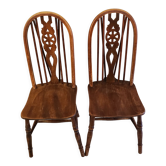 Paire de chaises anglaises Windsor wheelback rares