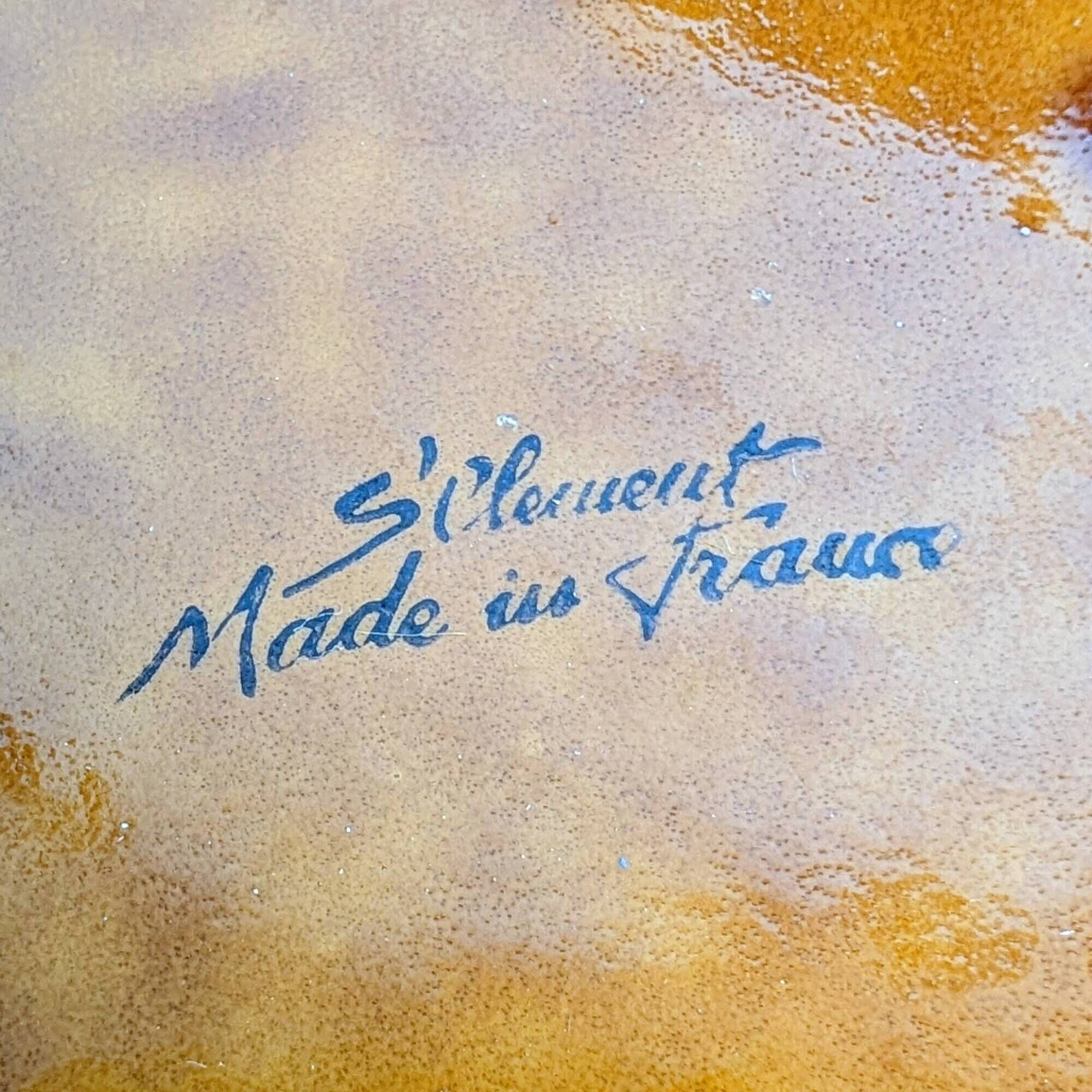 Amber earthenware plate from Saint-Clément, vintage