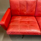 Sofa 3 places leather and chrome design 1950