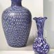 Blue murano glass vase ascribable to fratelli toso with murrines, italy