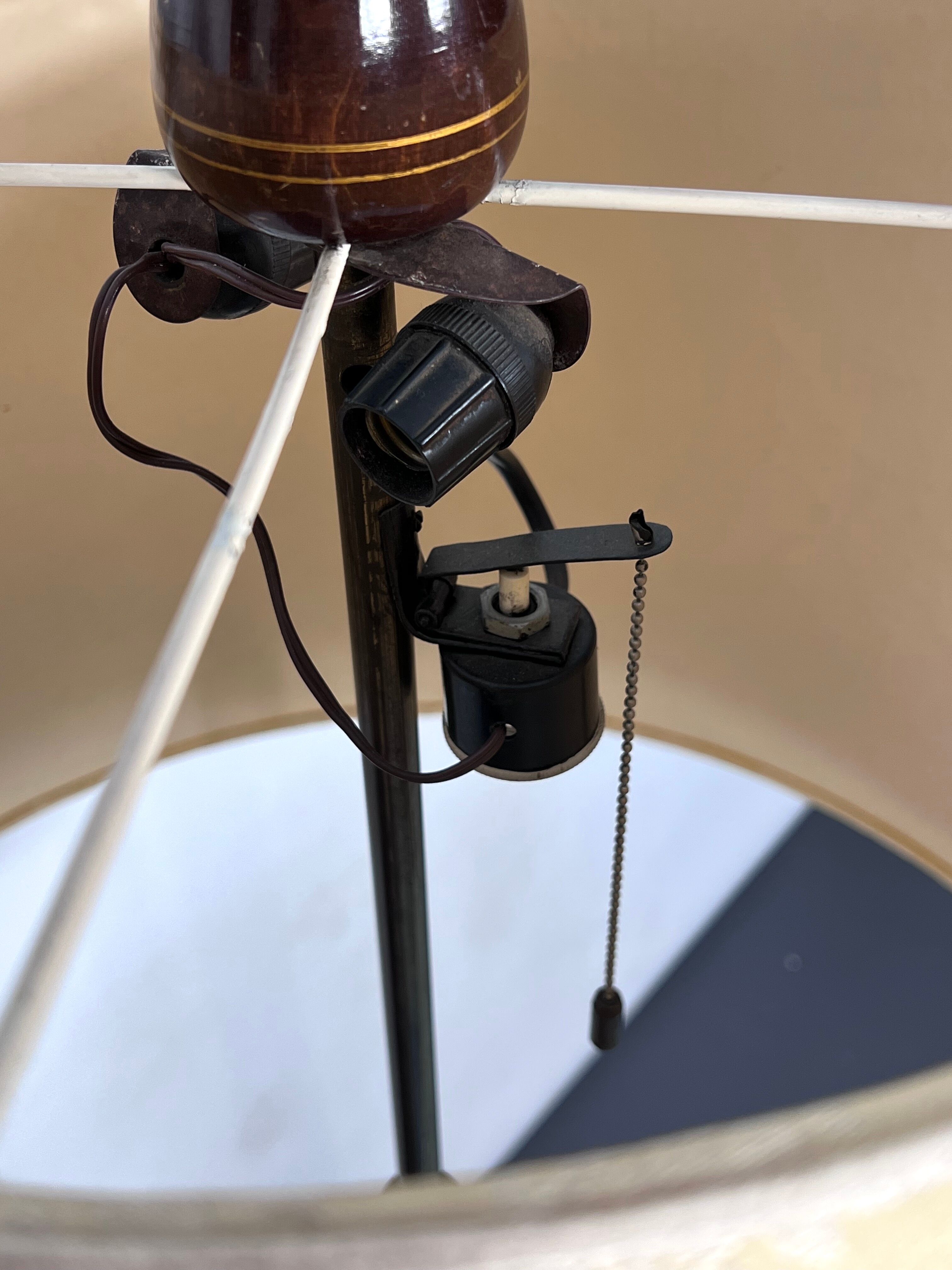 Wood tripod floor lamp, Italy, 1950s