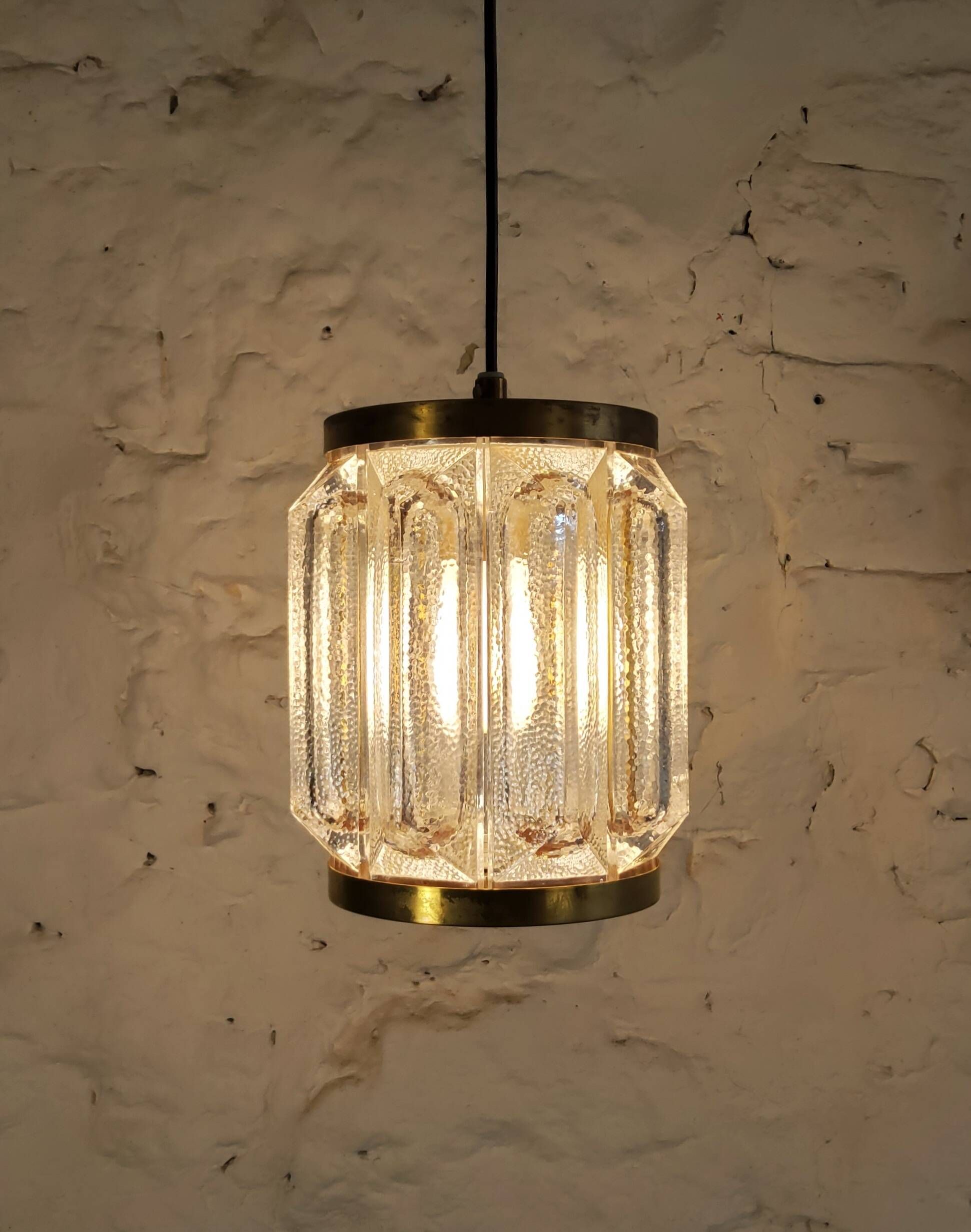 Scandinavian brass and glass pendant for Reijmyre by Paul Kedelv