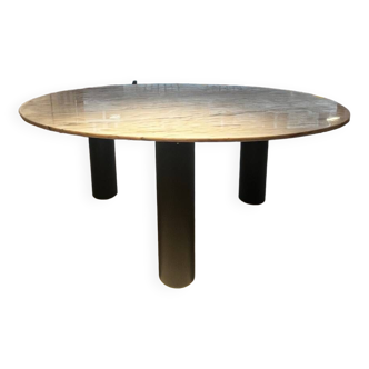 Marble dining table and steel base