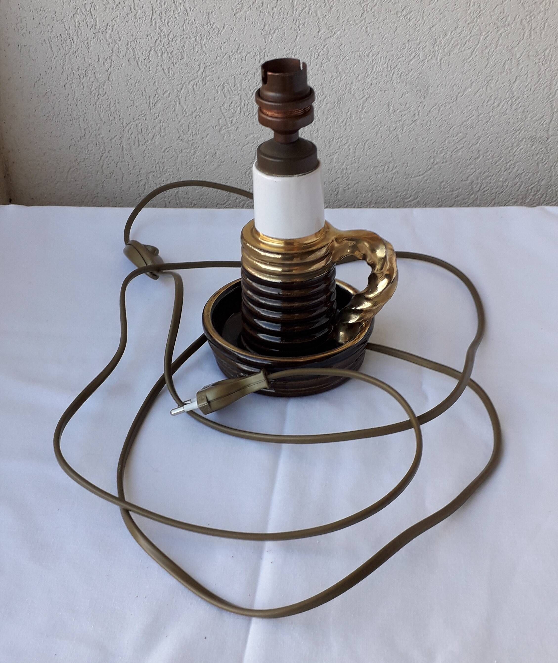 Pied de lampe en céramique forme bougeoir