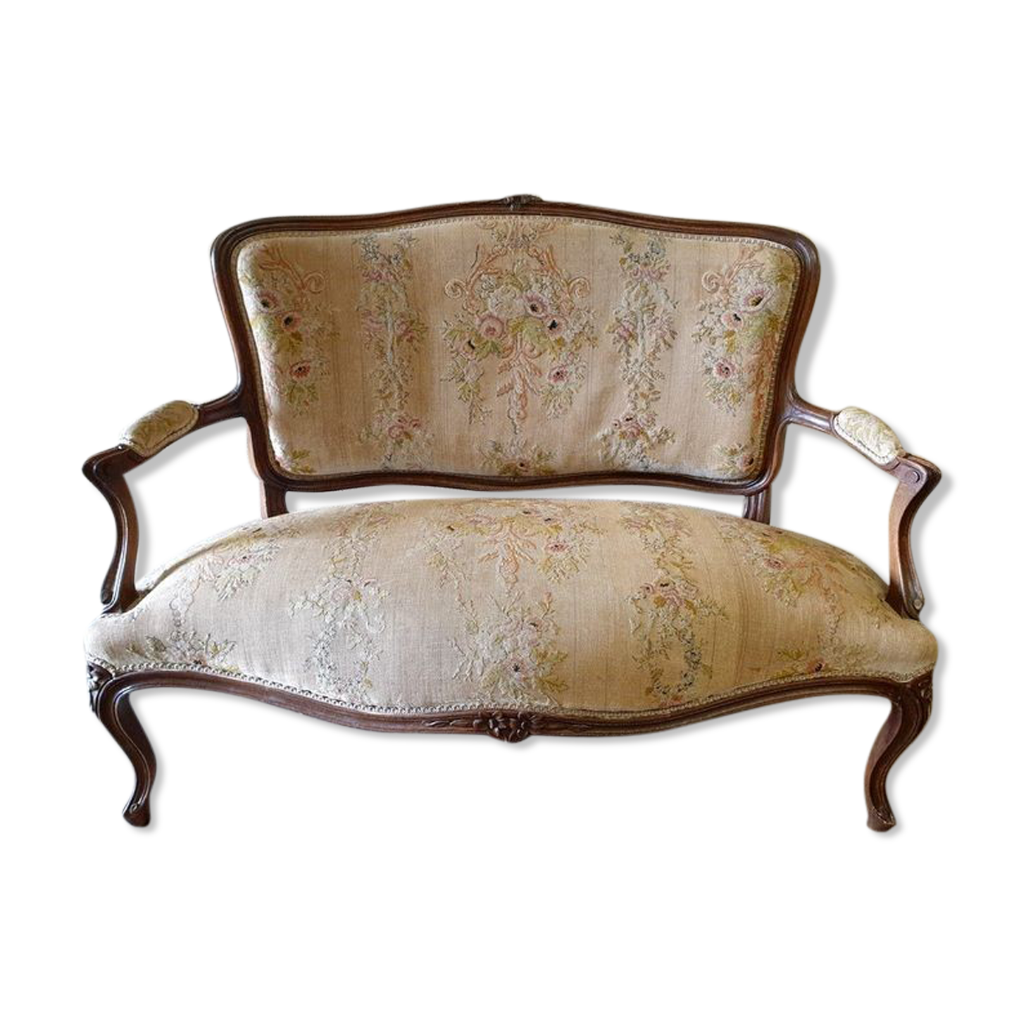 Louis XV style sofa bench in molded and carved wood - nineteenth century