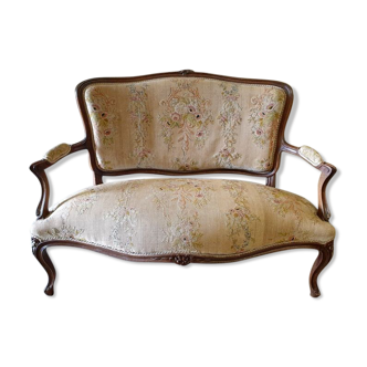 Banquette de style Louis XV en bois mouluré et sculpté - XIXème siècle