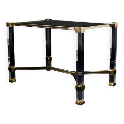 Table basse Pierre Vandel verre plexiglass et laiton doré