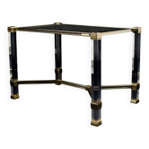 Table basse Pierre Vandel verre plexiglass et laiton doré