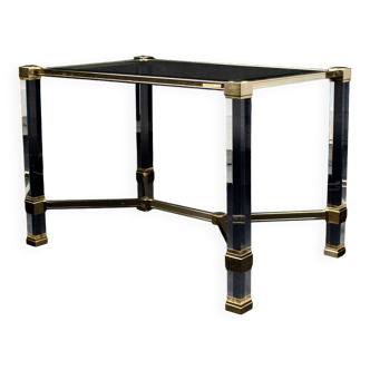 Table basse Pierre Vandel verre plexiglass et laiton doré