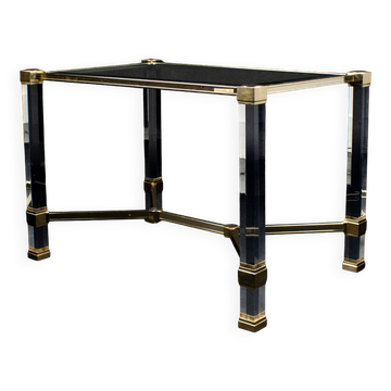 Table basse Pierre Vandel verre plexiglass et laiton doré