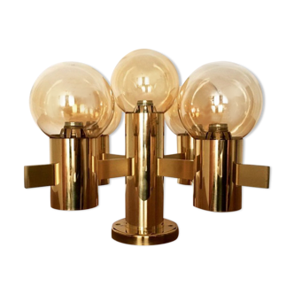 Swedish brass flush chandelier by Hans Agne Jakobsson