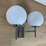 Opaline and chrome globe wall light from the 1970s