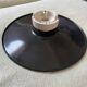 Vintage industrial reflector lampshade in black enamelled sheet metal & socket