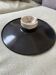 Vintage industrial reflector lampshade in black enamelled sheet metal & socket