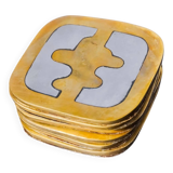 Set of 6 brutalist coasters by David Marshall, Spain, 1970s