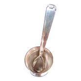 Antique Baptismal Cup + Silver-Plated Spoon - Bird Decoration -