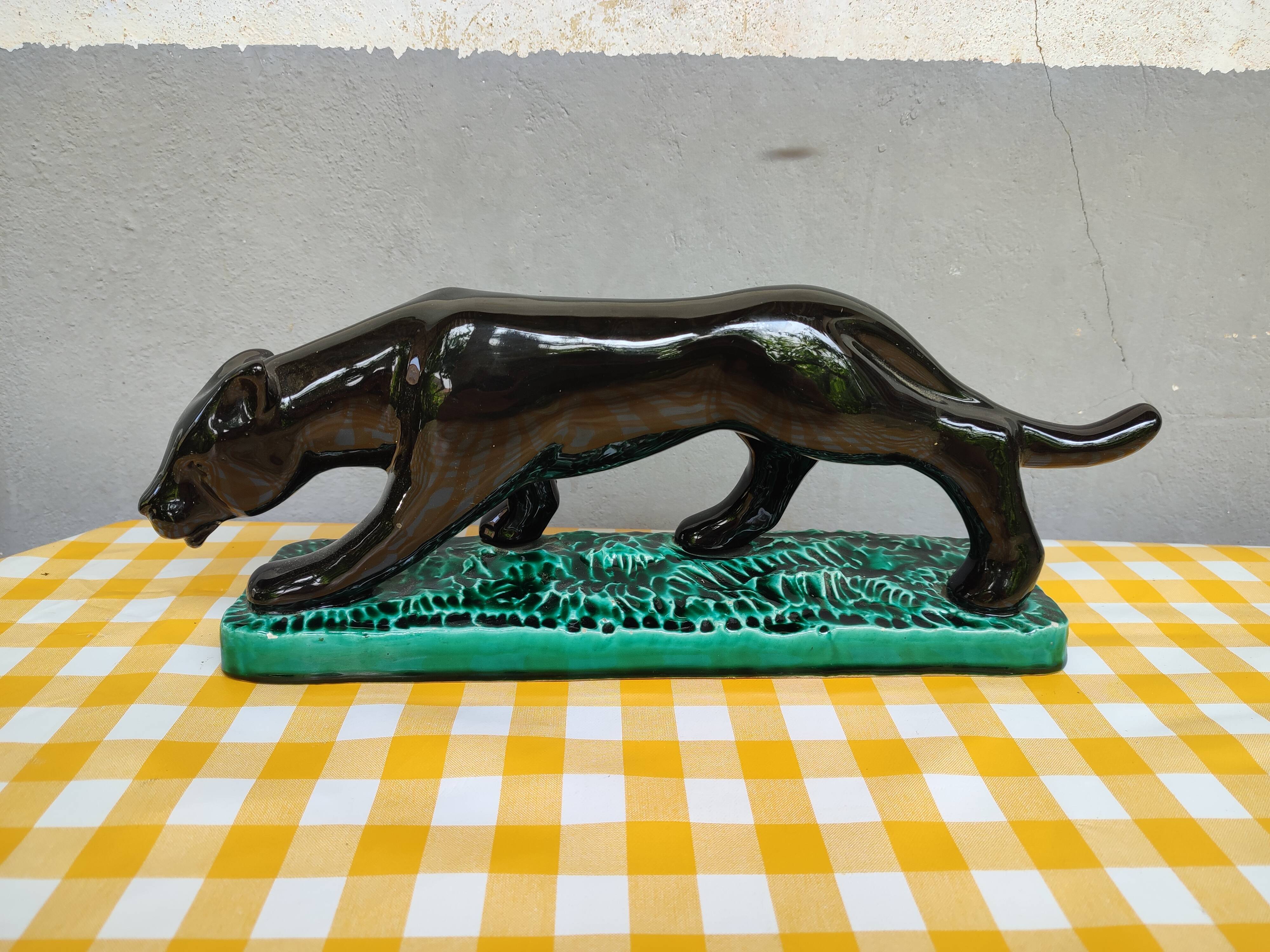 Black panther in ceramic Vallauris