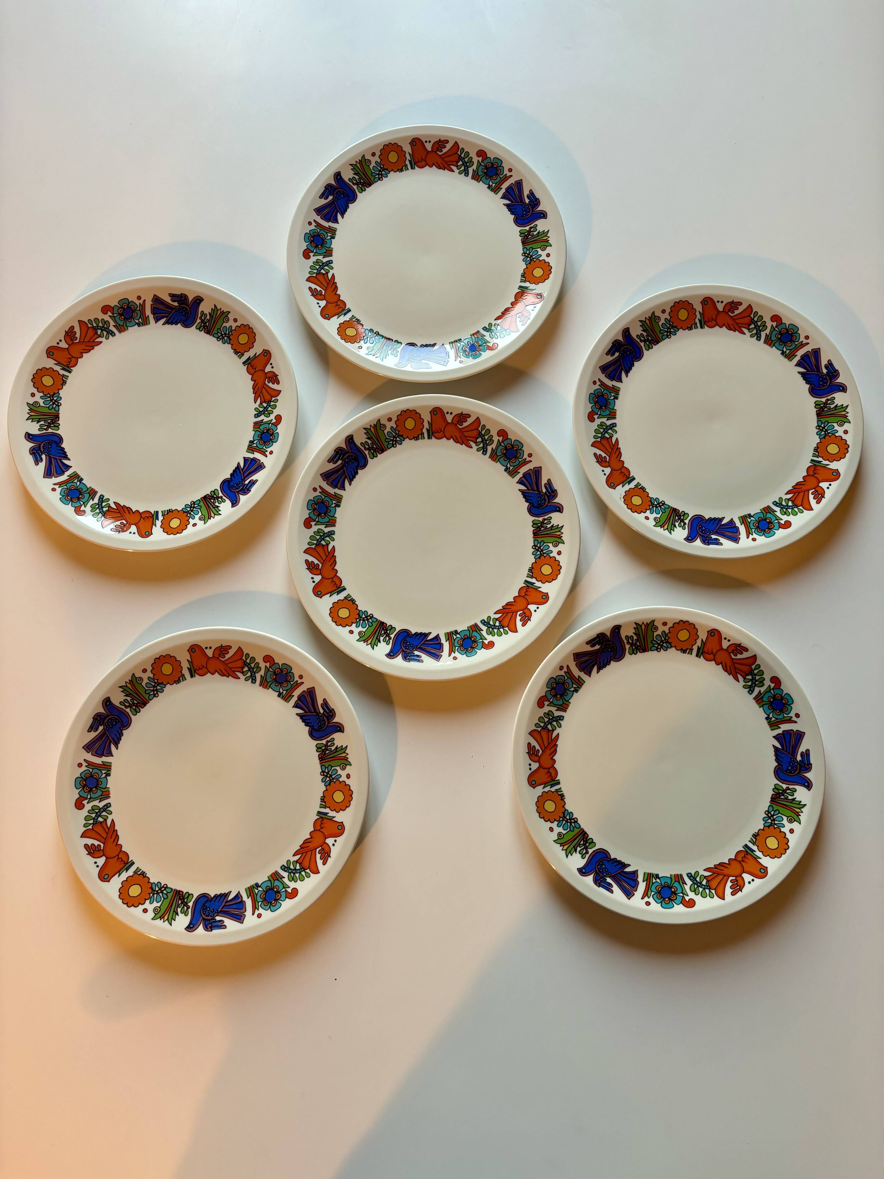 6 Villeroy and Boch Acapulco flat plates 1967 vintage