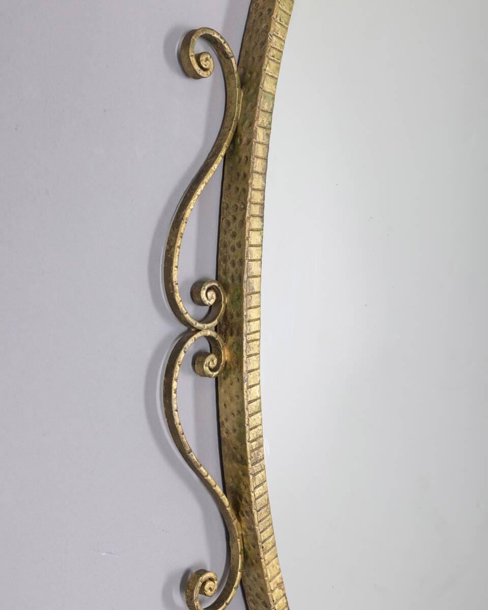 SPECCHIO DA PARETE VINTAGE ANNI 50 METALLO DORATO DESIGN PIER LUIGI COLLI