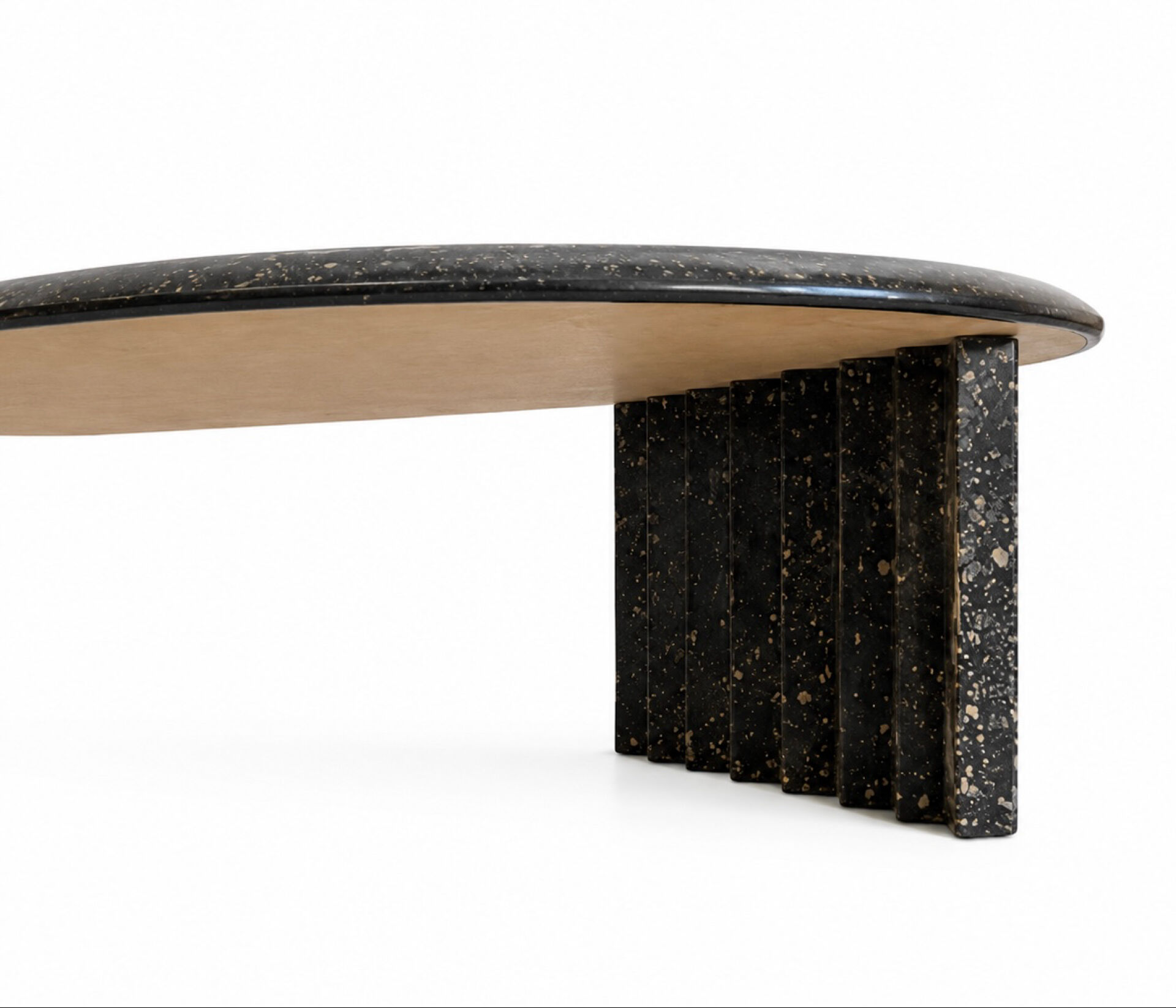 Vintage coffee table in elm burl and black lacquer, 1980s.