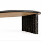 Vintage coffee table in elm burl and black lacquer, 1980s.