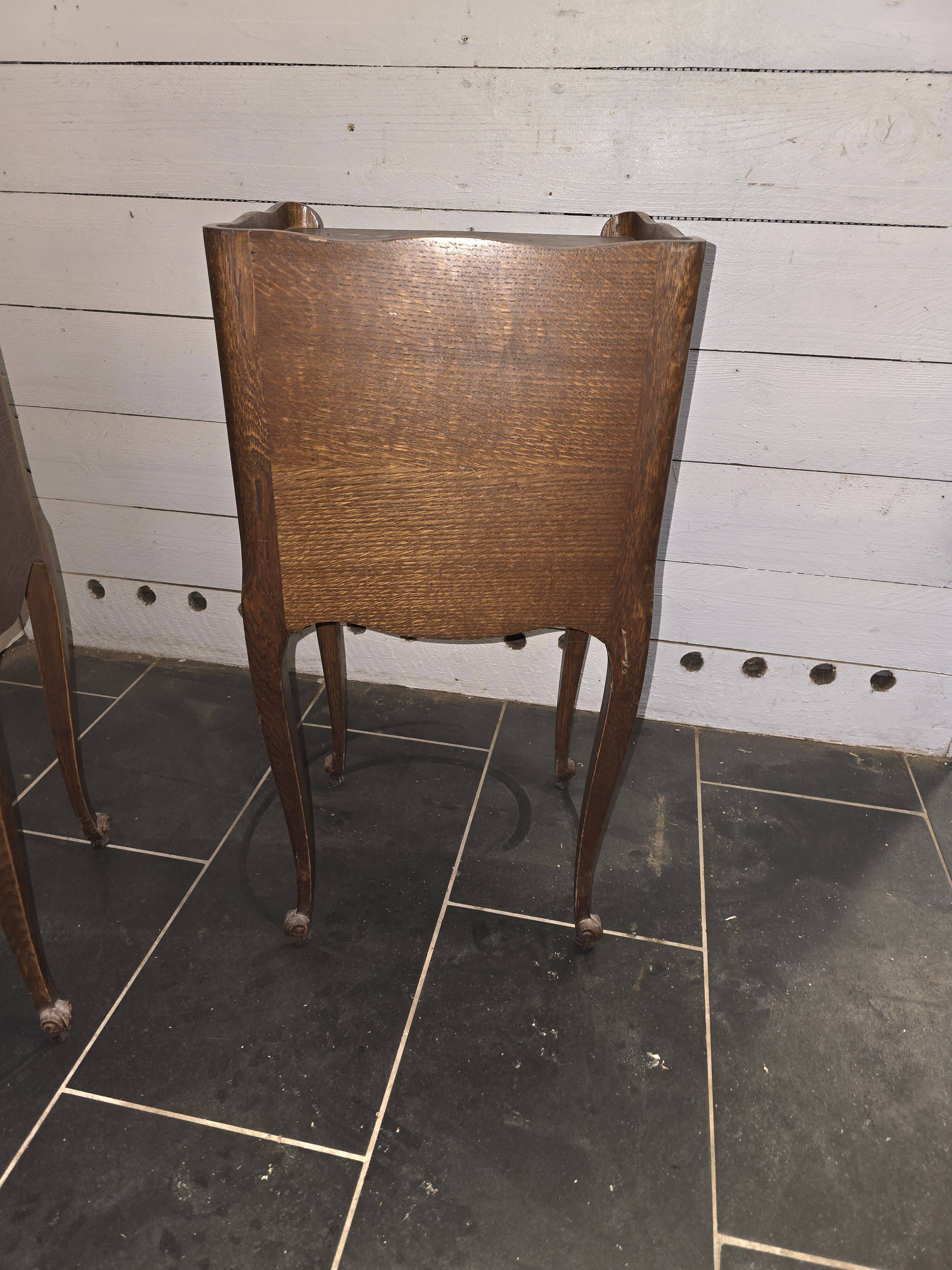 Pair of Louis XV style bedside tables in oak