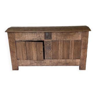 Solid oak chest by Hervé Saliou