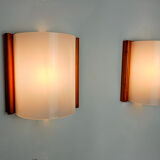 Pair of Mediterranean wall lamps, pine and methacrylate, 1980, Spain
