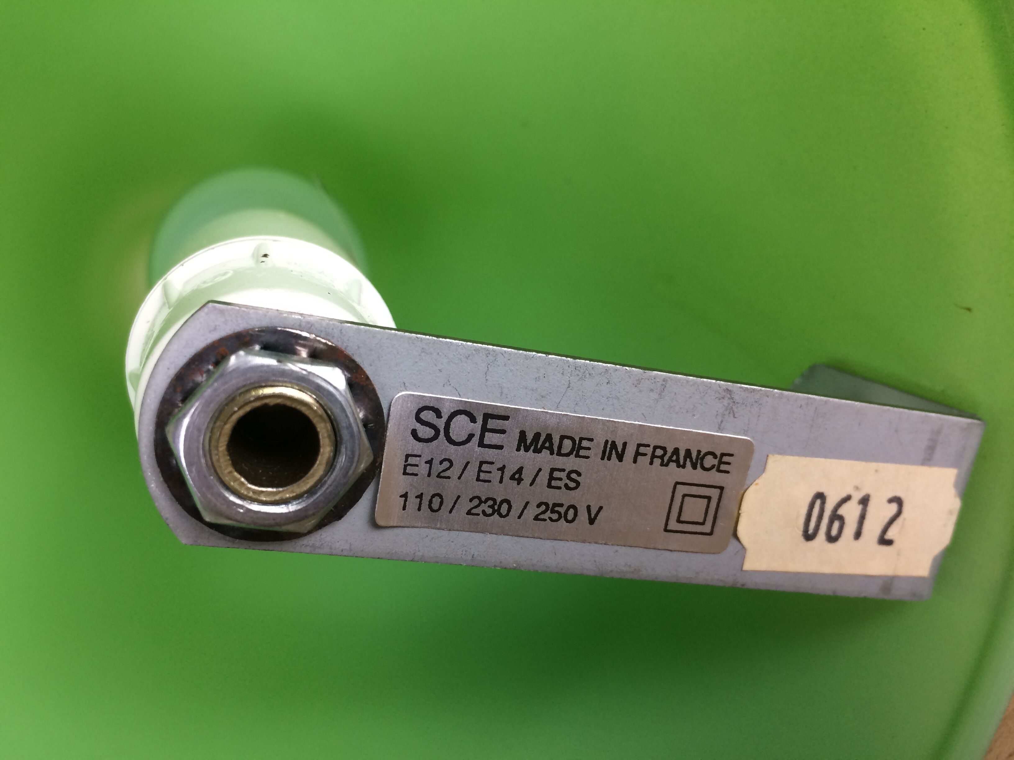 2 Teepee conical lamps by SCE in green glass