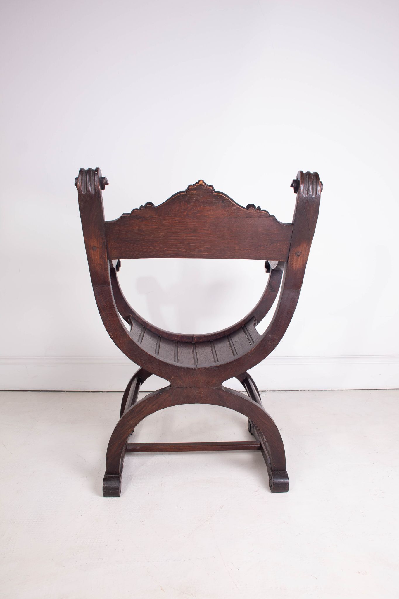 19th Century Antique Oak Florentine Savonarola Dante Luther Throne X Frame Chair
