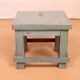 Antique Burmese teak bedside table with original blue patina