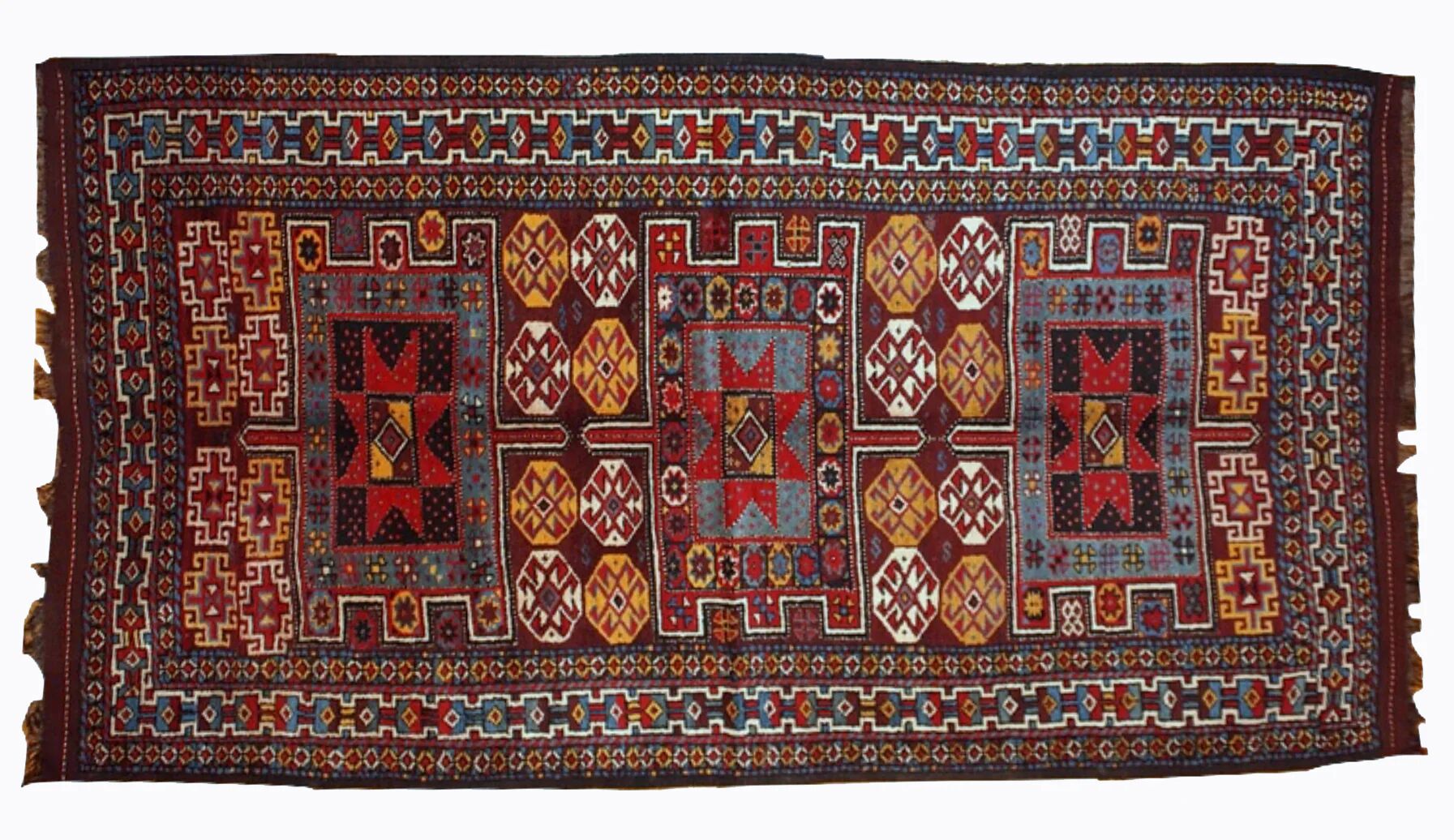 Handmade antique Persian Kurdish rug 122cm x 243cm 1880s - 1B419