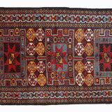 Handmade antique Persian Kurdish rug 122cm x 243cm 1880s - 1B419
