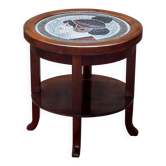 Table d'appoint Art Déco danoise des années 1930 en acajou cubain et carreaux en mosaïque