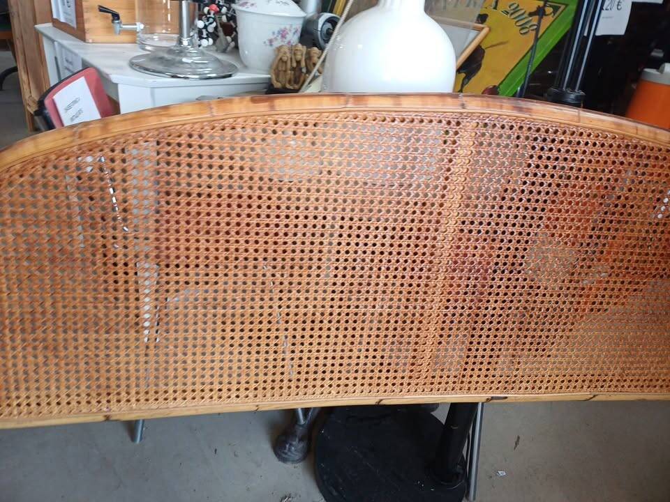 Vintage bamboo, rattan and cane headboard – 140 cm