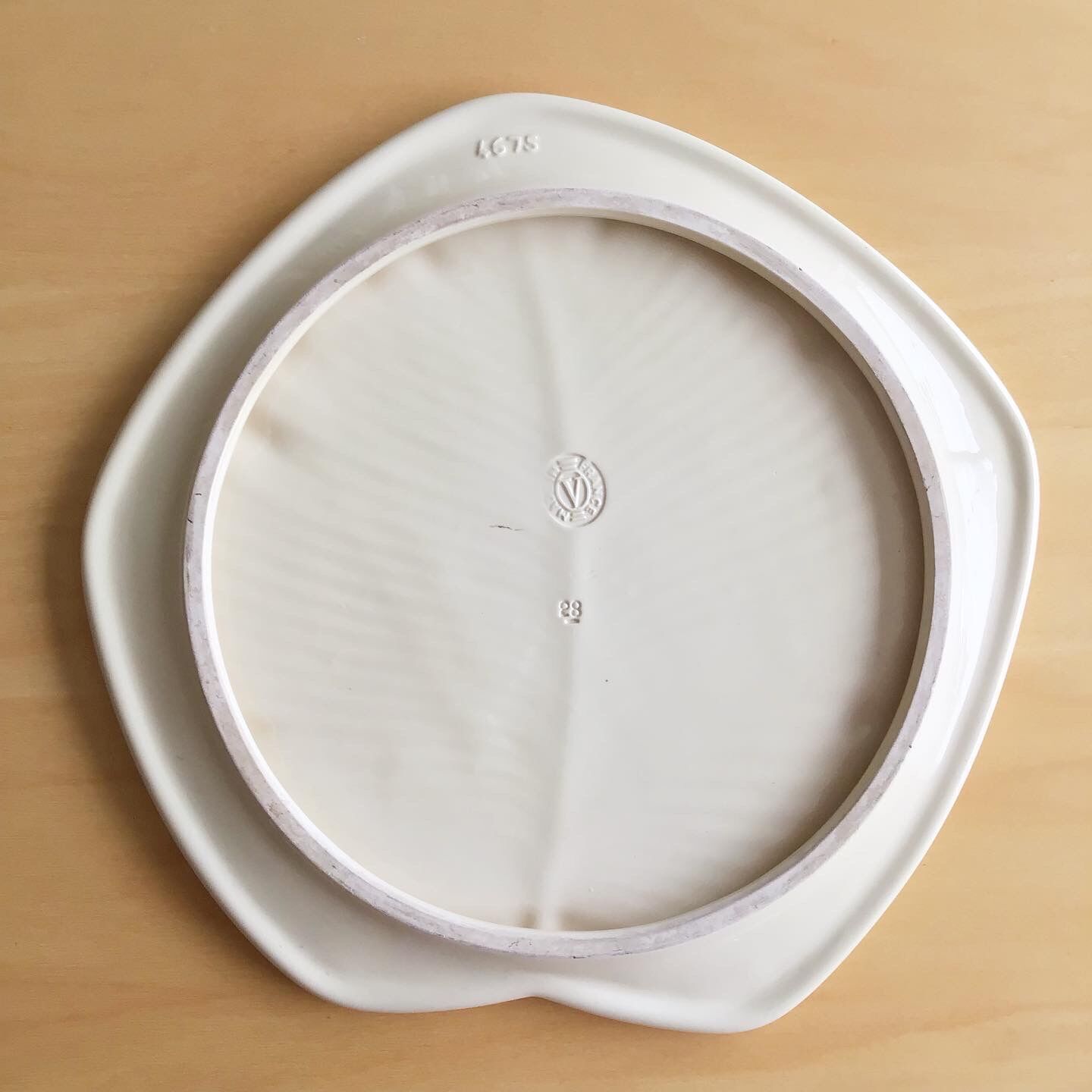 Plat en céramique feuille verte Verceram vintage