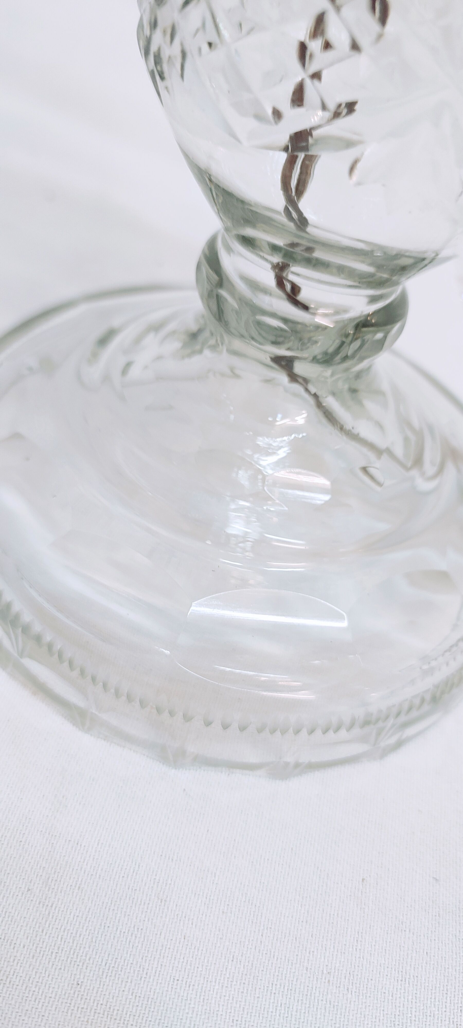 Pair of cut glass table lamps, France, 1950s