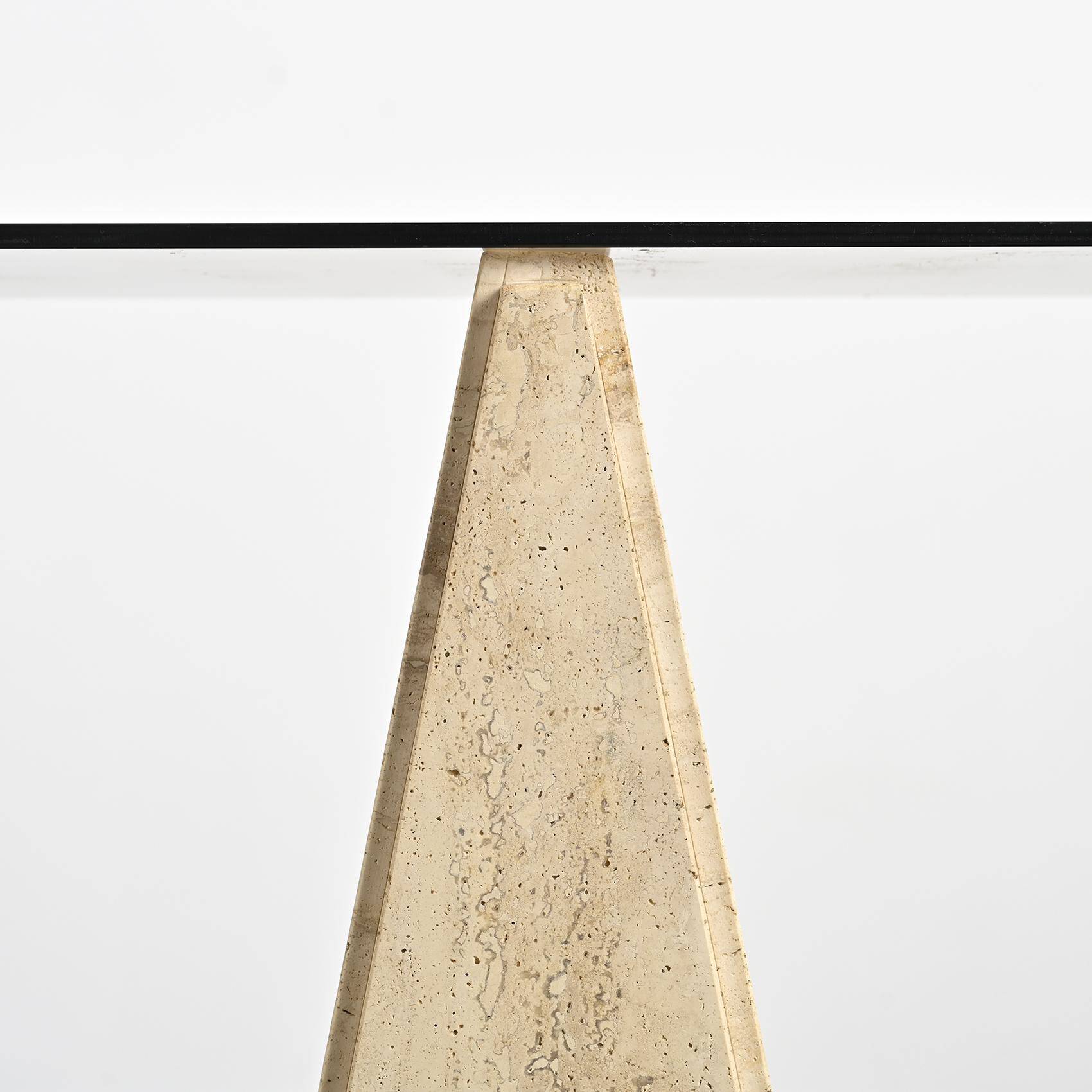 Travertine and smoked glass bookcase, Italy, circa 1970