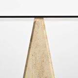 Travertine and smoked glass bookcase, Italy, circa 1970
