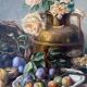 HST painting "Still life with roses and fruits" signed Maniere 1920