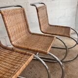 Ensemble de 4 chaises mr10 en rotin de mies van der rohe