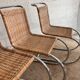 Set of 4 mr10 rattan chairs by mies van der rohe